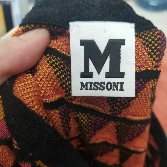 M Missoni Orange Pink Black Geometric Retro Crewneck Wool L - Picture 3 of 11